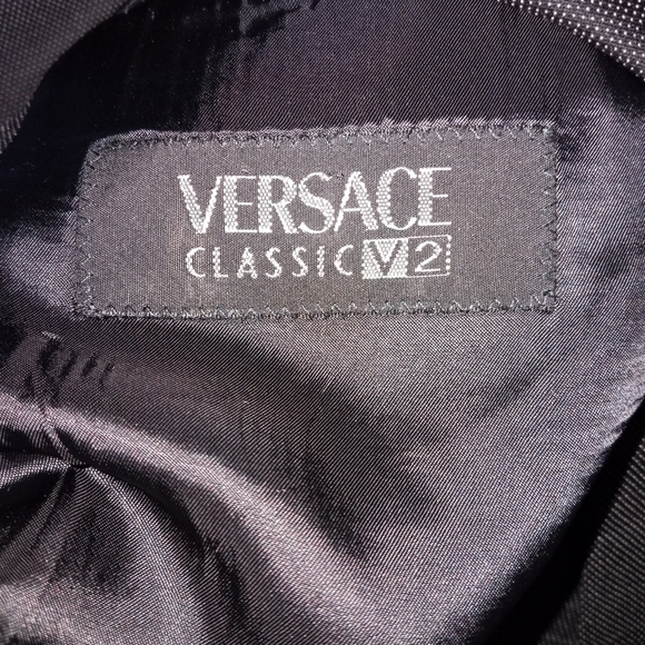 Versace Classic V2 Mens Black Gray Pinstriped Blazer Sport Coat Jacket 38S /B8 - Picture 8 of 14